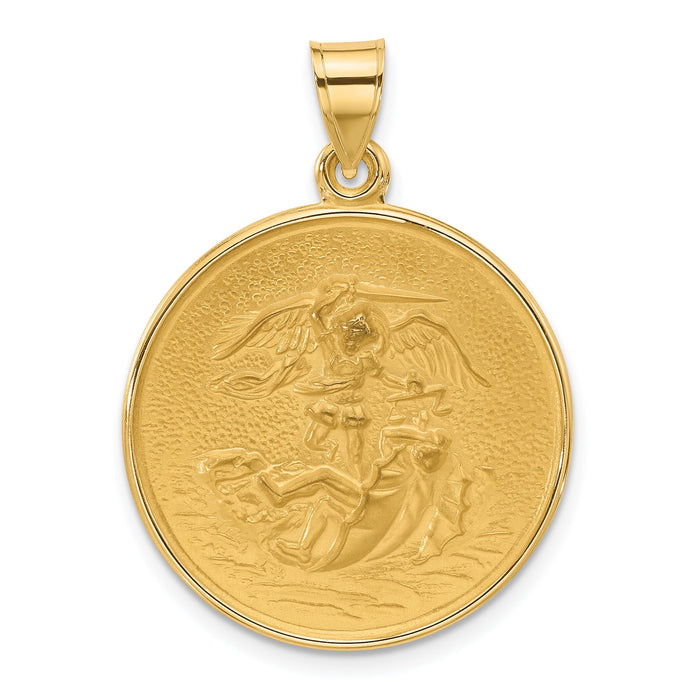14k Polished and Satin Solid St. Michael Medal-XR2149