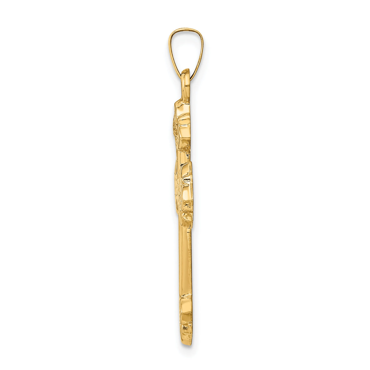 14k Budded Hollow Cross Pendant-XR215