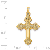 14k Budded Hollow Cross Pendant-XR215
