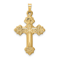 14k Budded Hollow Cross Pendant-XR215
