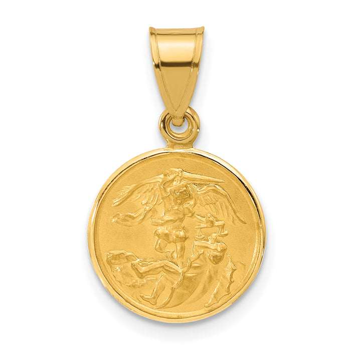 14k Polished and Satin Solid St. Michael Medal-XR2150