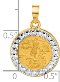 14K with White Rhodium Hollow St. Michael Medal-XR2152