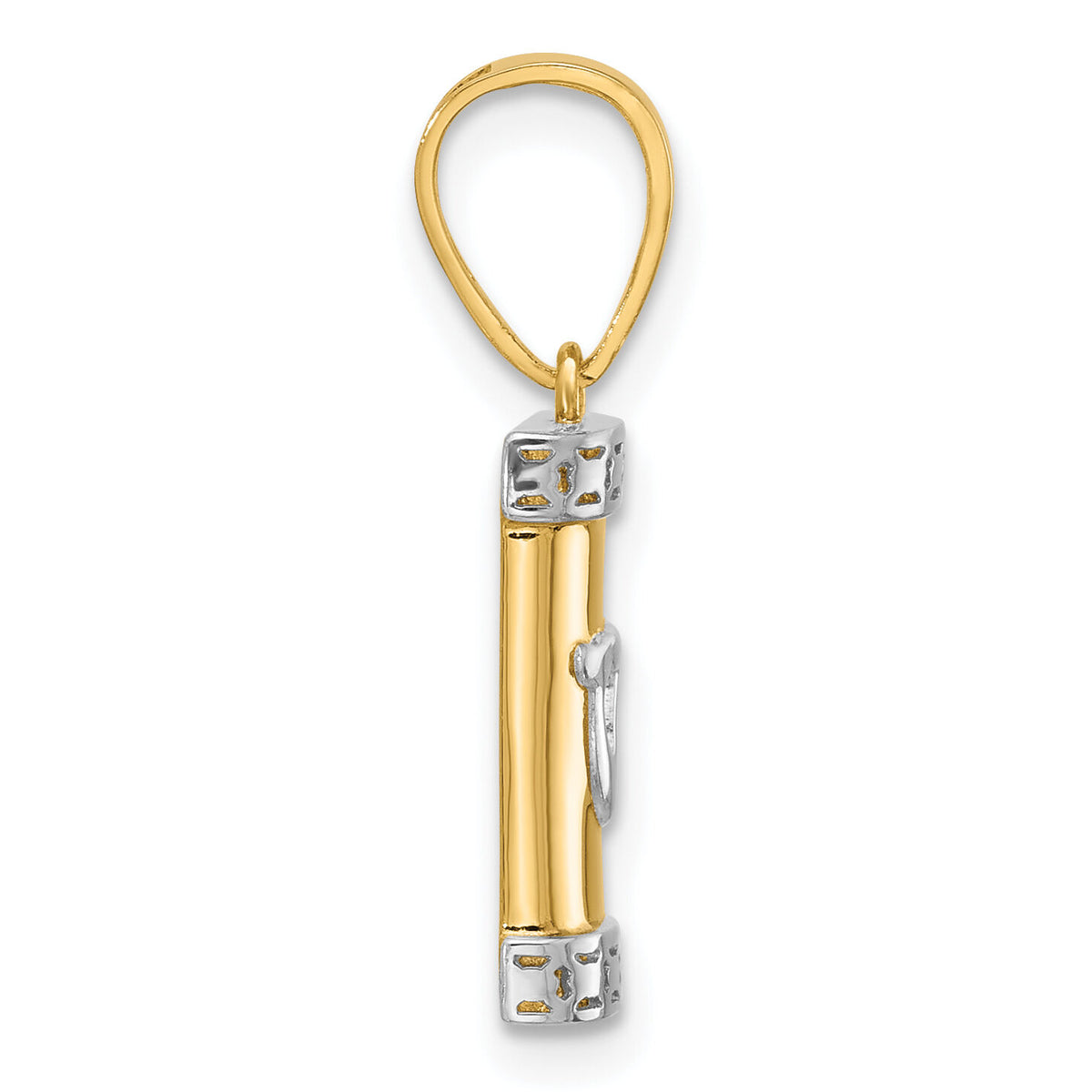 14k with White Rhodium Polished Mezuzah Pendant-XR2154