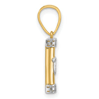 14k with White Rhodium Polished Mezuzah Pendant-XR2154
