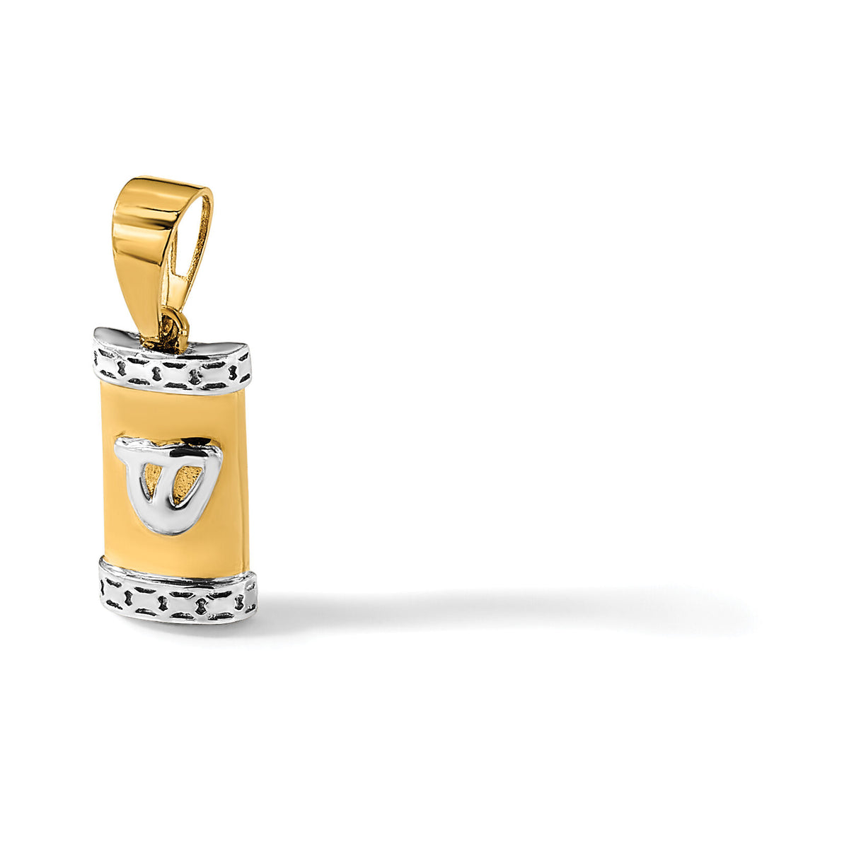 14k with White Rhodium Polished Mezuzah Pendant-XR2154