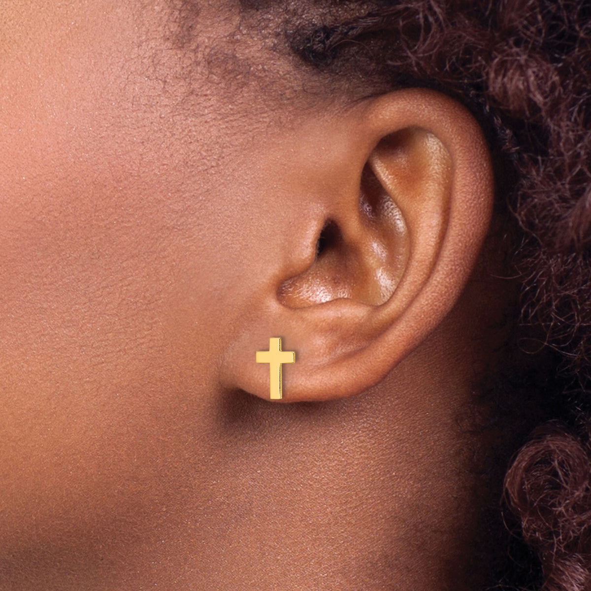 14k Polished Cross Post Earrings-XR2159