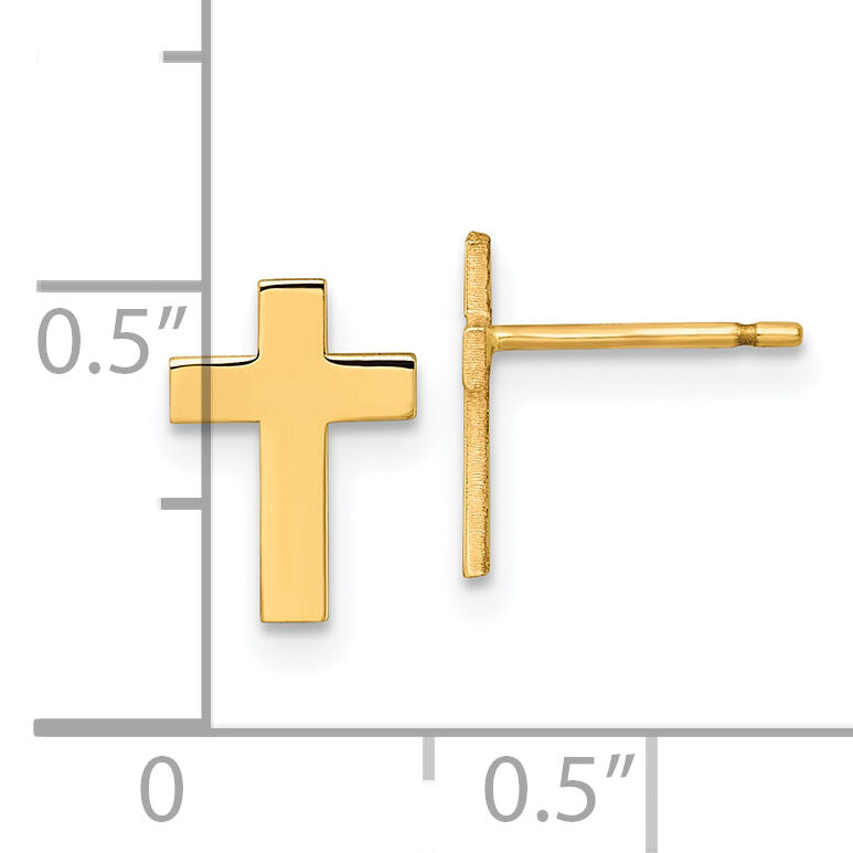 14k Polished Cross Post Earrings-XR2159