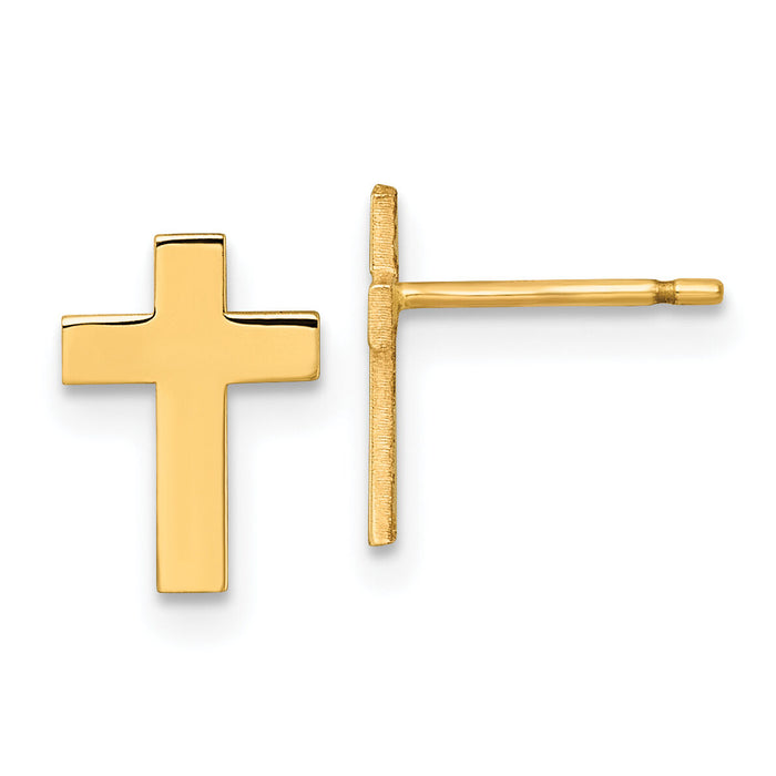14k Polished Cross Post Earrings-XR2159