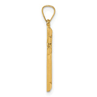 14k Polished And Textured Cross Pendant-XR2160