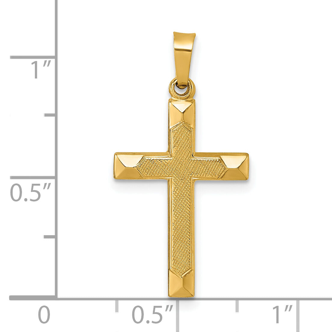 14k Polished And Textured Cross Pendant-XR2160