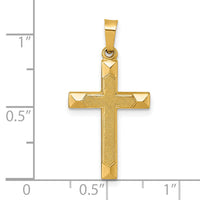 14k Polished And Textured Cross Pendant-XR2160