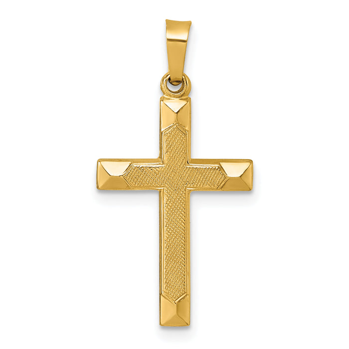 14k Polished And Textured Cross Pendant-XR2160