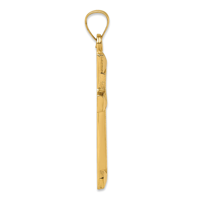 14k Polished And Textured Cross Pendant-XR2161