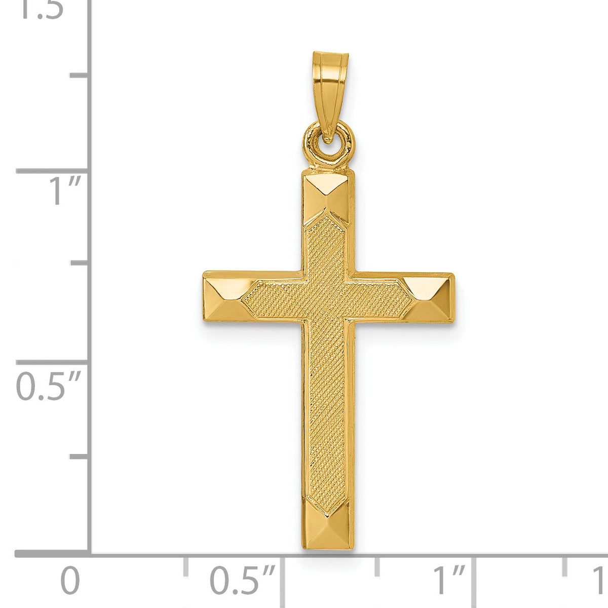 14k Polished And Textured Cross Pendant-XR2161