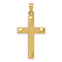 14k Polished And Textured Cross Pendant-XR2161