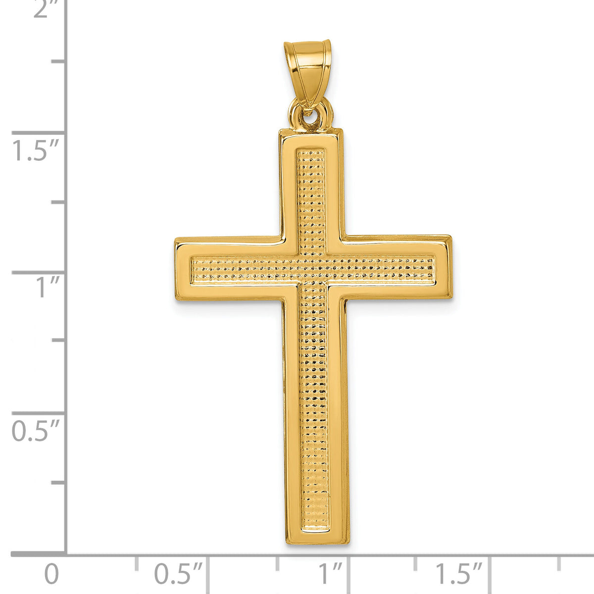 14k Polished And Textured Cross Pendant-XR2162