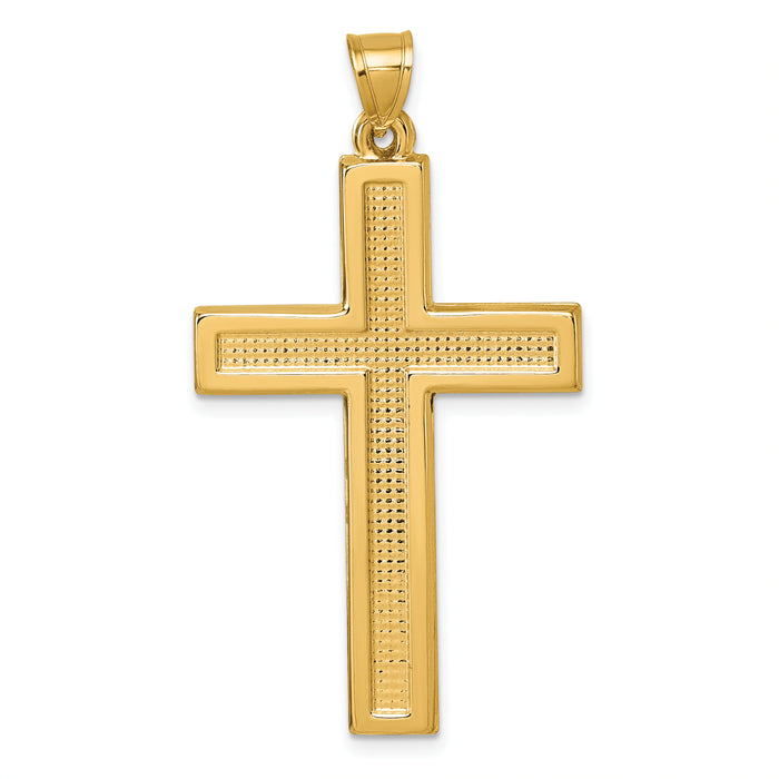 14k Polished And Textured Cross Pendant-XR2162