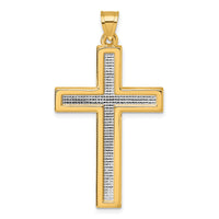 14k with White Rhodium Polished Religious Cross Pendant-XR2162TT