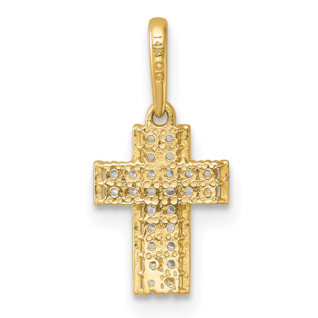 14k Polished CZ Latin Cross Pendant-XR2163