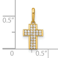 14k Polished CZ Latin Cross Pendant-XR2163