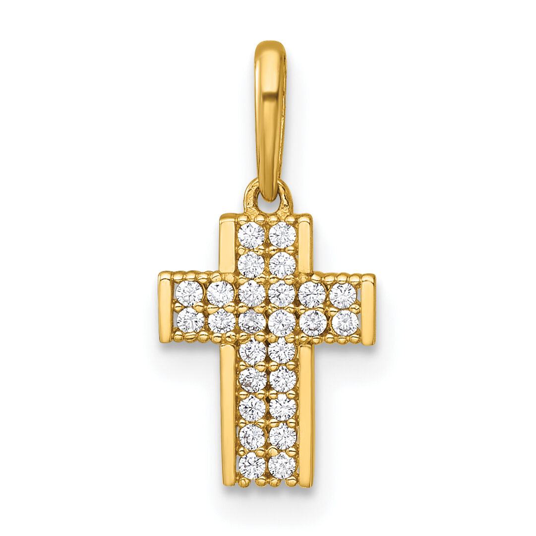 14k Polished CZ Latin Cross Pendant-XR2163