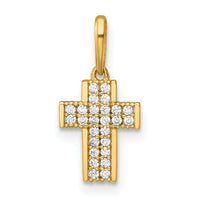 14k Polished CZ Latin Cross Pendant-XR2163