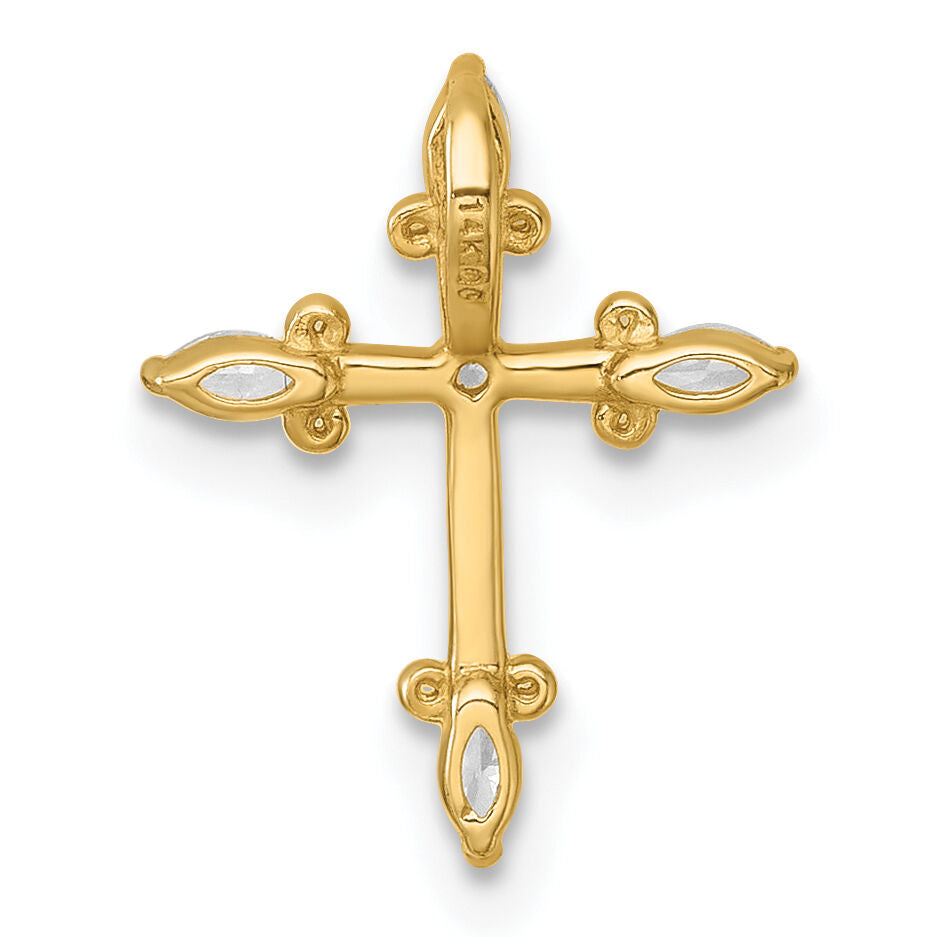 14k Polished Fancy CZ Cross Chain Slide-XR2164