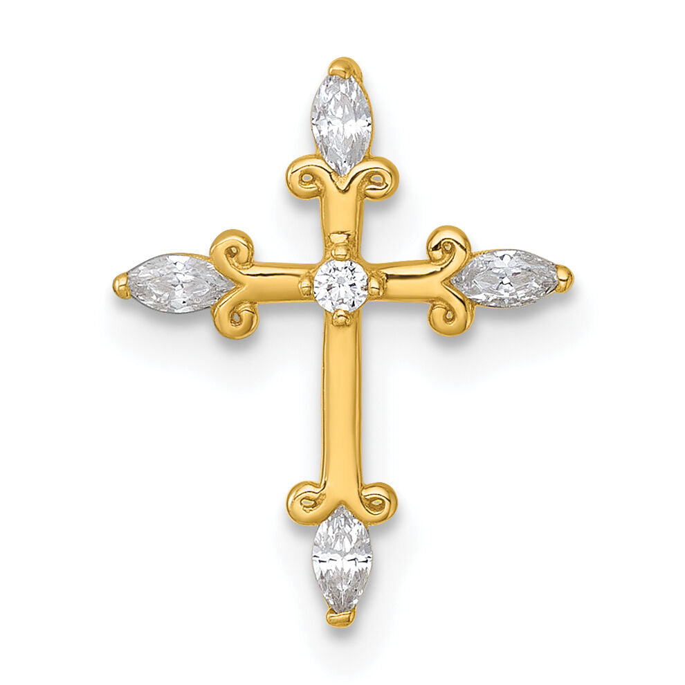 14k Polished Fancy CZ Cross Chain Slide-XR2164