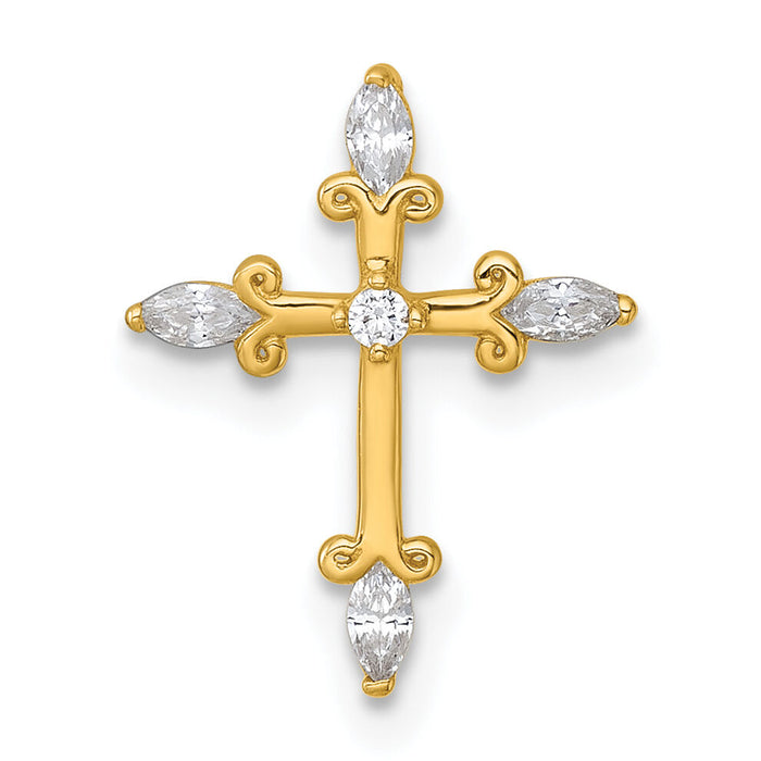 14k Polished Fancy CZ Cross Chain Slide-XR2164