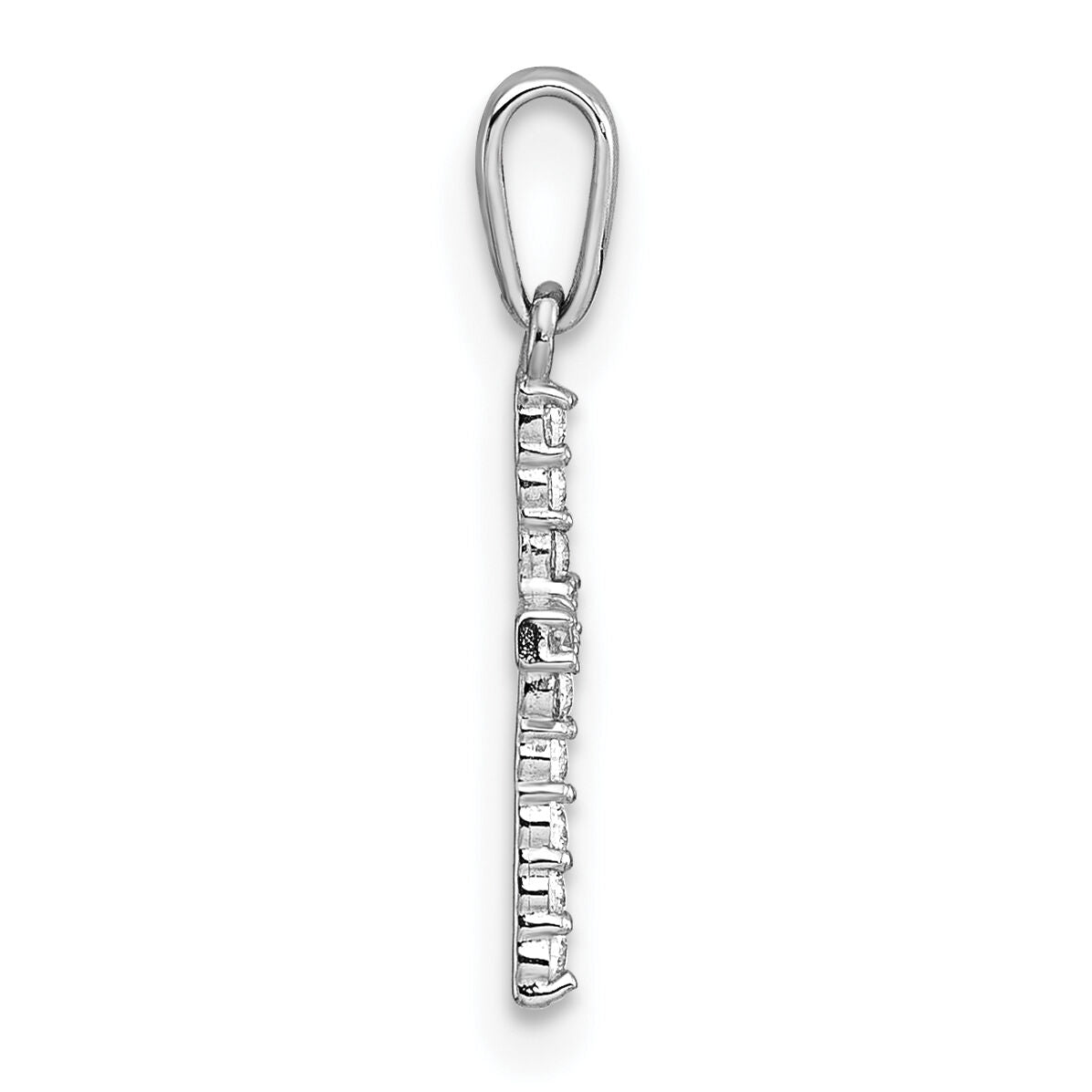 14k White Gold Polished CZ Cross Pendant-XR2165