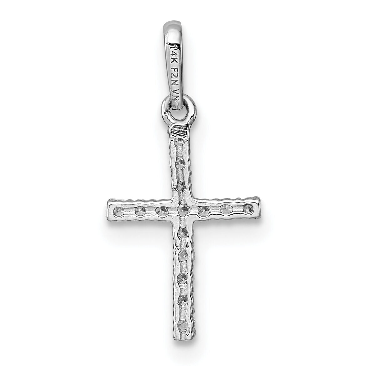 14k White Gold Polished CZ Cross Pendant-XR2165