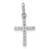 14k White Gold Polished CZ Cross Pendant-XR2165