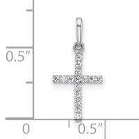 14k White Gold Polished CZ Cross Pendant-XR2165