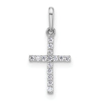14k White Gold Polished CZ Cross Pendant-XR2165