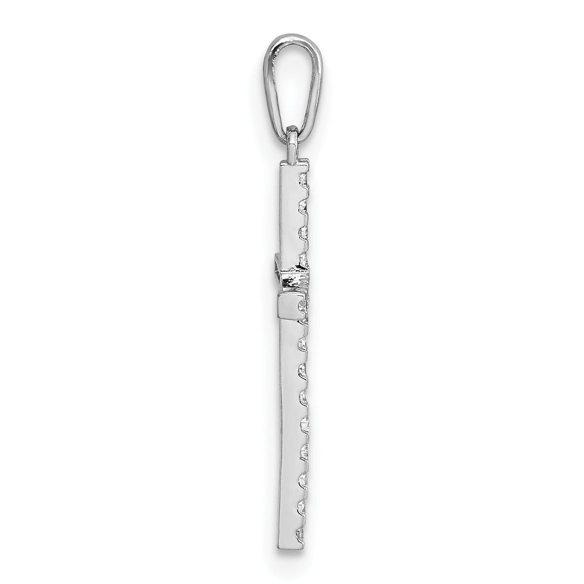 14k White Gold Polished CZ Cross Pendant-XR2166