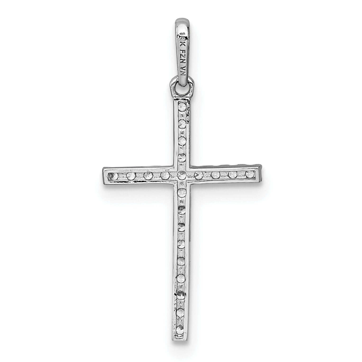 14k White Gold Polished CZ Cross Pendant-XR2166 – Zhaveri Jewelers