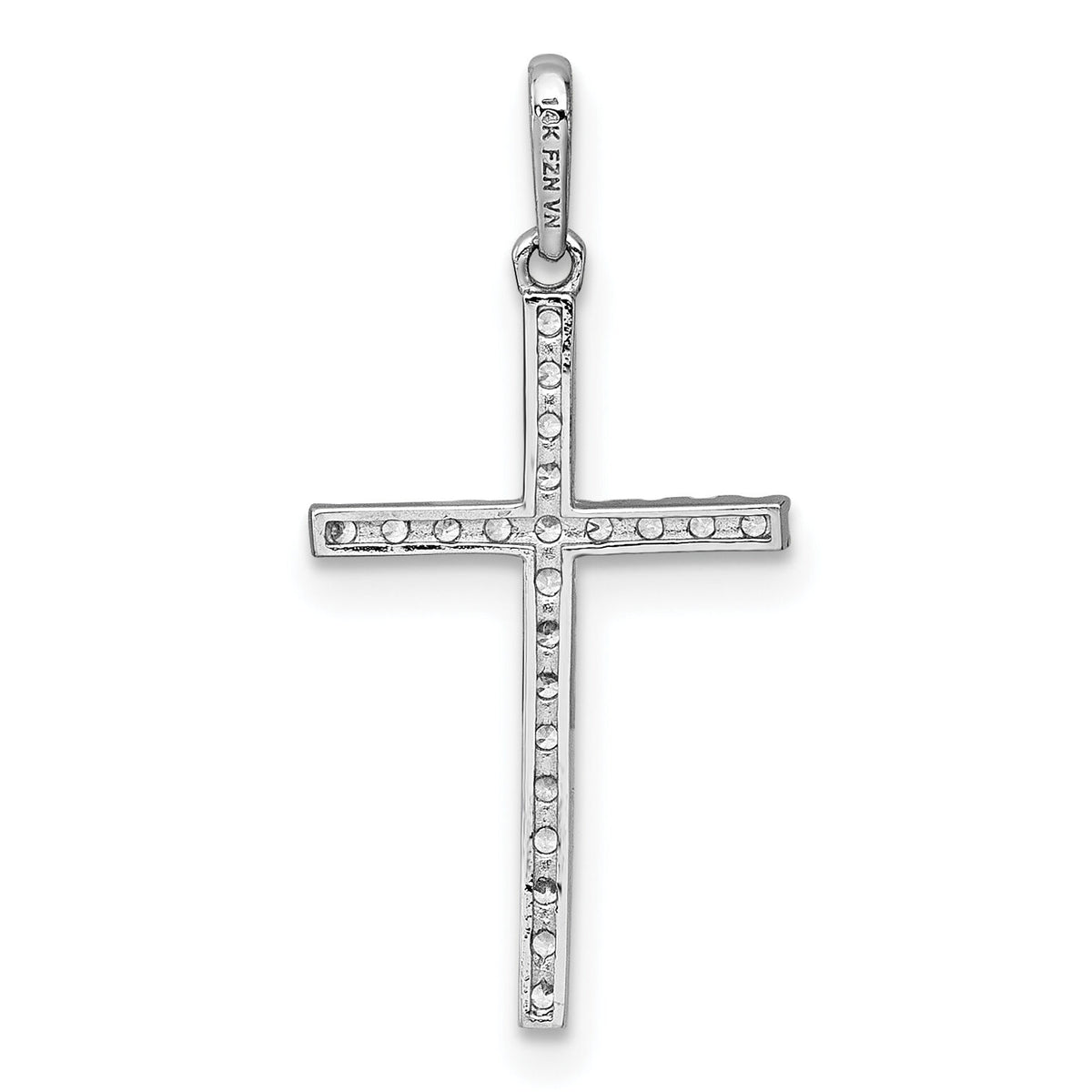 14k White Gold Polished CZ Cross Pendant-XR2166
