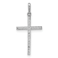 14k White Gold Polished CZ Cross Pendant-XR2166