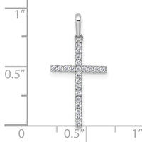 14k White Gold Polished CZ Cross Pendant-XR2166