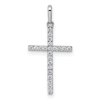14k White Gold Polished CZ Cross Pendant-XR2166