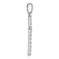 14k White Gold Polished CZ Cross Pendant-XR2167