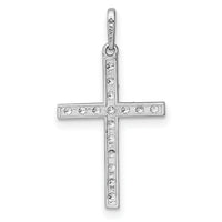 14k White Gold Polished CZ Cross Pendant-XR2167