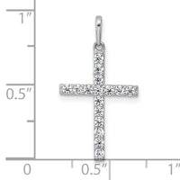 14k White Gold Polished CZ Cross Pendant-XR2167