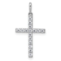 14k White Gold Polished CZ Cross Pendant-XR2167
