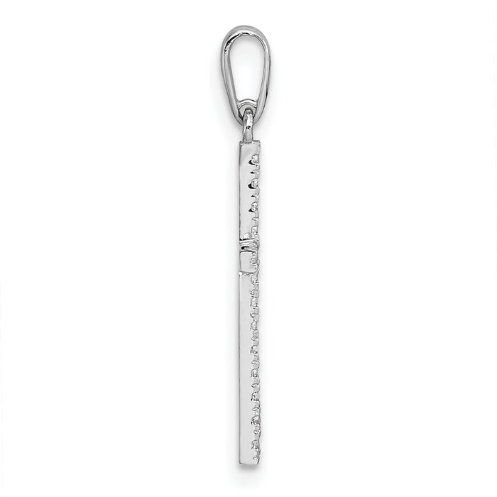 14k White Gold Polished CZ Cross Pendant-XR2168