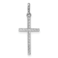 14k White Gold Polished CZ Cross Pendant-XR2168