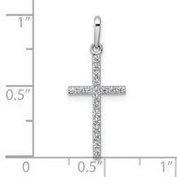 14k White Gold Polished CZ Cross Pendant-XR2168