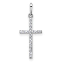 14k White Gold Polished CZ Cross Pendant-XR2168