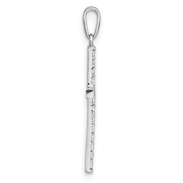 14k White Gold Polished CZ Cross Pendant-XR2169