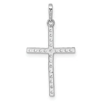 14k White Gold Polished CZ Cross Pendant-XR2169